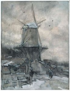 Een molen in de winter