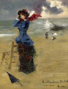 Femme élégante sur  au  plage