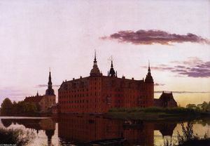 Fredericksborg Schloss in der abend Licht