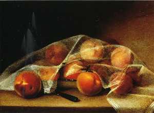 pieza de fruta con los melocotones cubiertos por un pañuelo ( también conocida como peaches cubiertos )