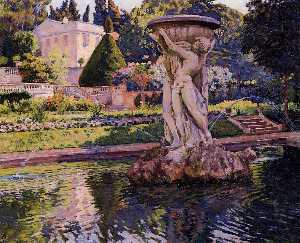 giardino con villa e fontana