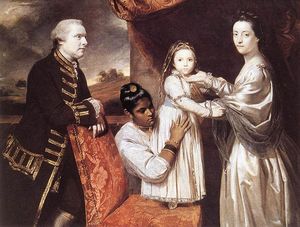 George Clive y su familia con una criada india