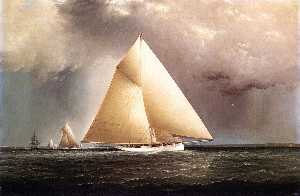 'Gracie' , 'Vision' 和 'Cornelia' 四舍五入 桑迪胡克  在 纽约 游艇 俱乐部 帆船赛 六月 11 , 1874