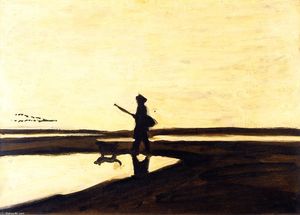 A Hunter and His Dog in the Camargue