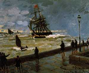 El embarcadero de Le Havre en el mal tiempo