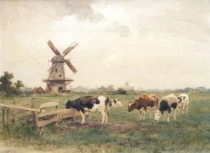 paisaje con pasto  vacas