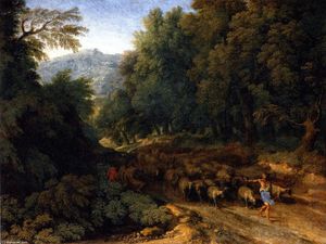 Paesaggio con un pastore e il suo gregge