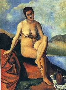 Female nude with a jug