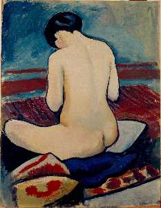 Seated female with a pillow