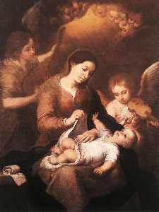  玛丽  和  孩子 与  天使  播放  音乐