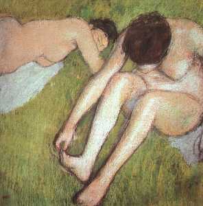 Bathers on the grass