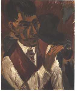 Porträt von Otto Mueller mit Pfeife
