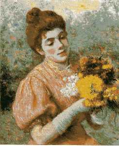 donna con bouquet