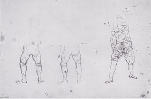 Warrior figures from the rear and front