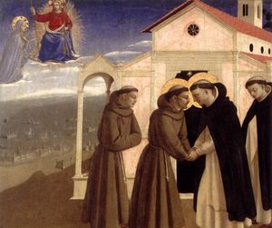treffen von st francis und der heilige dominikus