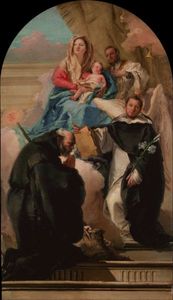 virgen con el niño con tres santos