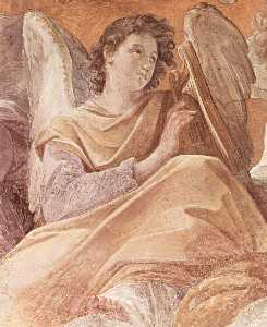 la reine du ciel et les anges pla ( fresques de la palazzo quirinale , Cappella dell'Annunciata , scène voûte de la fresque )