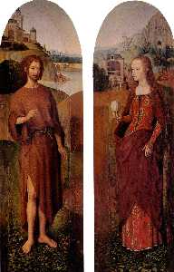 圣 .  约翰  的  浸礼者 和圣 . 玛丽·抹大拉 . 翼 的 一个三联