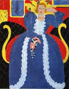 женщина в голубой , или большой синий Халат и мимоза