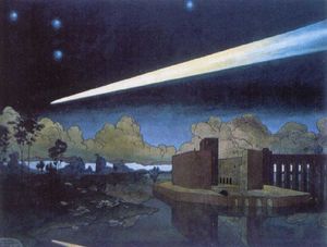 Landscape with a comet