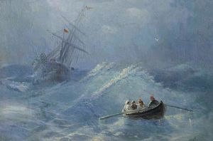 The Shipwreck in a stormy sea