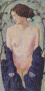 nudo femminile con blu panno