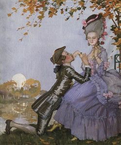 A Youth on His Knees in Front of a Lady