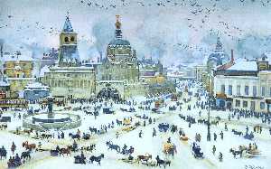 该lubyanskaya 广场  在  冬季