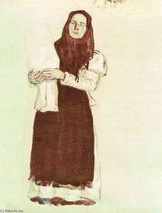 un giovane contadino donna a rosso `scarf`