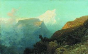 nebbia nel monumenti Caucaso