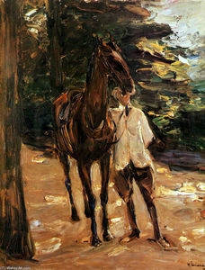 мужчина с конь