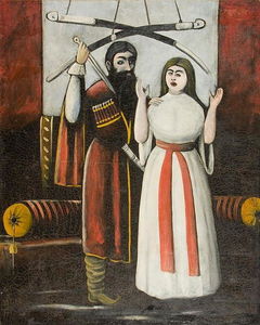 Brother and sister. A scene from the play Vladimir Guniya