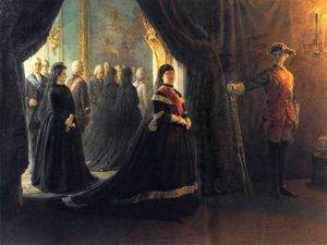 Catalina II en el ataúd de la emperatriz Elizabeth