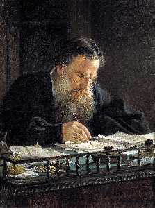 porträt von Löwe  Tolstoi