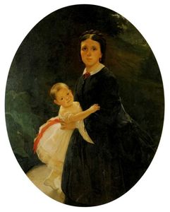 Portrait of Shestova with daughter