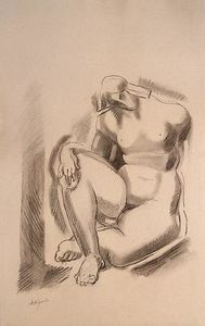 Seated Female Nude with Left Leg Bent