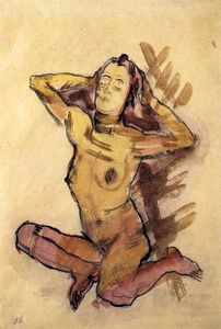 Female nude seated on the ground