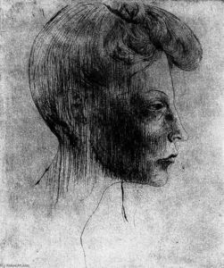 Woman's head in profile