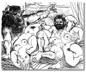 Bacchic Szene mit Minotaurus