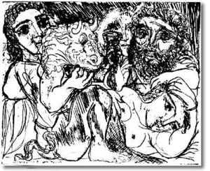 Minotauro bevitore e le donne