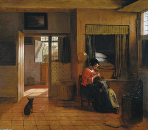 Interior with a Mother delousing her Child