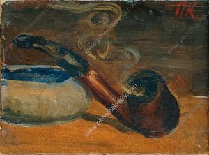 Still Life. Pipe with smoke.