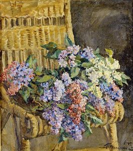Lilac in the wicker chair