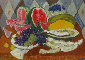 Still life with fruits and watermelon