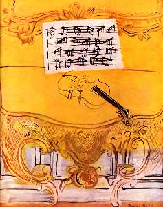 Le jaune consoler  avec  une  violon