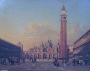 Dem Markusplatz in Venedig mit österreichischen Militär