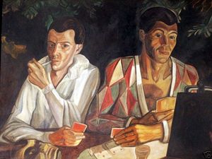 Harlequin and Pierrot, double self-portrait
