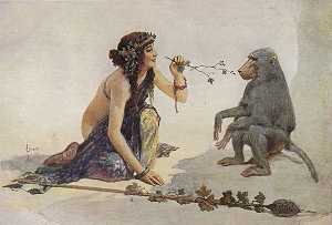 The girl with monkey