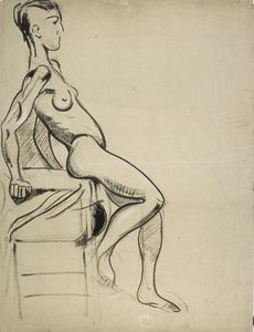 desnudo femenino en un silla