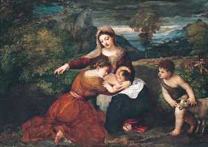 madonna col bambino con  santo  e le  santo  Giovanni